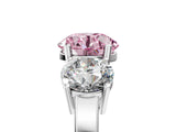 White gold Three-Stone Fancy Pink Round Cut Cut Diamond Engagement Ring with Flat Band and Four-Prong Setting_17