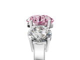 White gold Three-Stone Fancy Pink Round Cut Cut Diamond Engagement Ring with Flat Band and Four-Prong Setting_17
