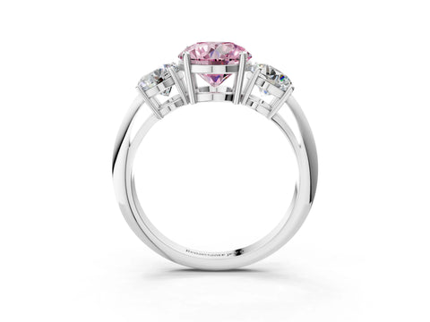 White gold Three-Stone Fancy Pink Round Cut Cut Diamond Engagement Ring with Prong Setting on a White Gold Band_27