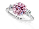 White gold Three-Stone Fancy Pink Round Cut Cut Diamond Pavé Band with Prong Setting_46