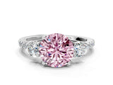 White gold Three-Stone Fancy Pink Round Cut Cut Diamond Pavé Band with Prong Setting_51