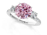 White gold Three-Stone Fancy Pink Round Cut Cut Diamond Pavé Band with Prong Setting_52