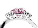 White gold Three-Stone Fancy Pink Round Cut Cut Diamond Pavé Band with Prong Setting_55