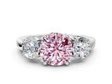 White gold Three-Stone Fancy Pink Round Cut Cut Diamond Ring with Channel Set Band and Four-Prong Setting_12