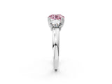 White gold Three-Stone Fancy Pink Round Cut Cut Diamond Ring with Channel Set Band and Four-Prong Setting_2