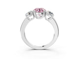 White gold Three-Stone Fancy Pink Round Cut Cut Diamond Ring with Channel Set Band and Four-Prong Setting_3