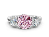 White gold Three-Stone Fancy Pink Round Cut Cut Diamond Ring with Channel Set Band and Four-Prong Setting_42