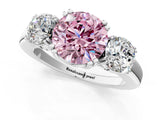White gold Three-Stone Fancy Pink Round Cut Cut Diamond Ring with Channel Set Band and Four-Prong Setting_43