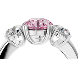 White gold Three-Stone Fancy Pink Round Cut Cut Diamond Ring with Channel Set Band and Four-Prong Setting_4