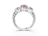 White gold Three-Stone Fancy Pink Round Cut Cut Diamond Ring with Channel-Set Band and Prong Setting_3