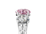 White gold Three-Stone Fancy Pink Round Cut Cut Diamond Ring with Channel-Set Band and Prong Setting_5