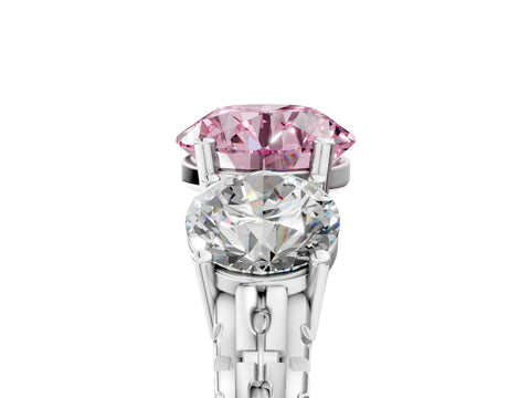 White gold Three-Stone Fancy Pink Round Cut Cut Diamond Ring with Channel-Set Band and Prong Setting_5