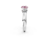 White gold Three-Stone Fancy Pink Round Cut Cut Diamond Ring with Prong Setting and Classic Band_14