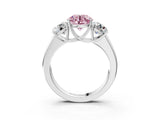 White gold Three-Stone Fancy Pink Round Cut Cut Diamond Ring with Prong Setting and Classic Band_15