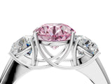 White gold Three-Stone Fancy Pink Round Cut Cut Diamond Ring with Prong Setting and Classic Band_16