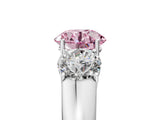 White gold Three-Stone Fancy Pink Round Cut Cut Diamond Ring with Prong Setting and Classic Band_17