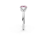 White gold Three-Stone Fancy Pink Round Cut Cut Diamond Ring with Trillion Side Stones and Four-Prong Setting_13