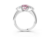White gold Three-Stone Fancy Pink Round Cut Cut Diamond Ring with Trillion Side Stones and Four-Prong Setting_14