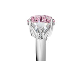 White gold Three-Stone Fancy Pink Round Cut Cut Diamond Ring with Trillion Side Stones and Four-Prong Setting_16