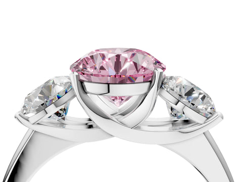 White gold Three-Stone Fancy Pink Round Cut Cut Solitaire Ring with Classic Prong Setting_16