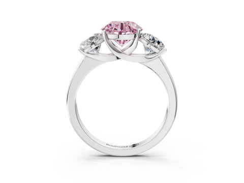 White gold Three-Stone Fancy Pink Round Cut Cut Solitaire Ring with Classic Prong Setting_3
