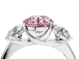 White gold Three-Stone Fancy Pink Round Cut Cut Solitaire Ring with Classic Prong Setting_4