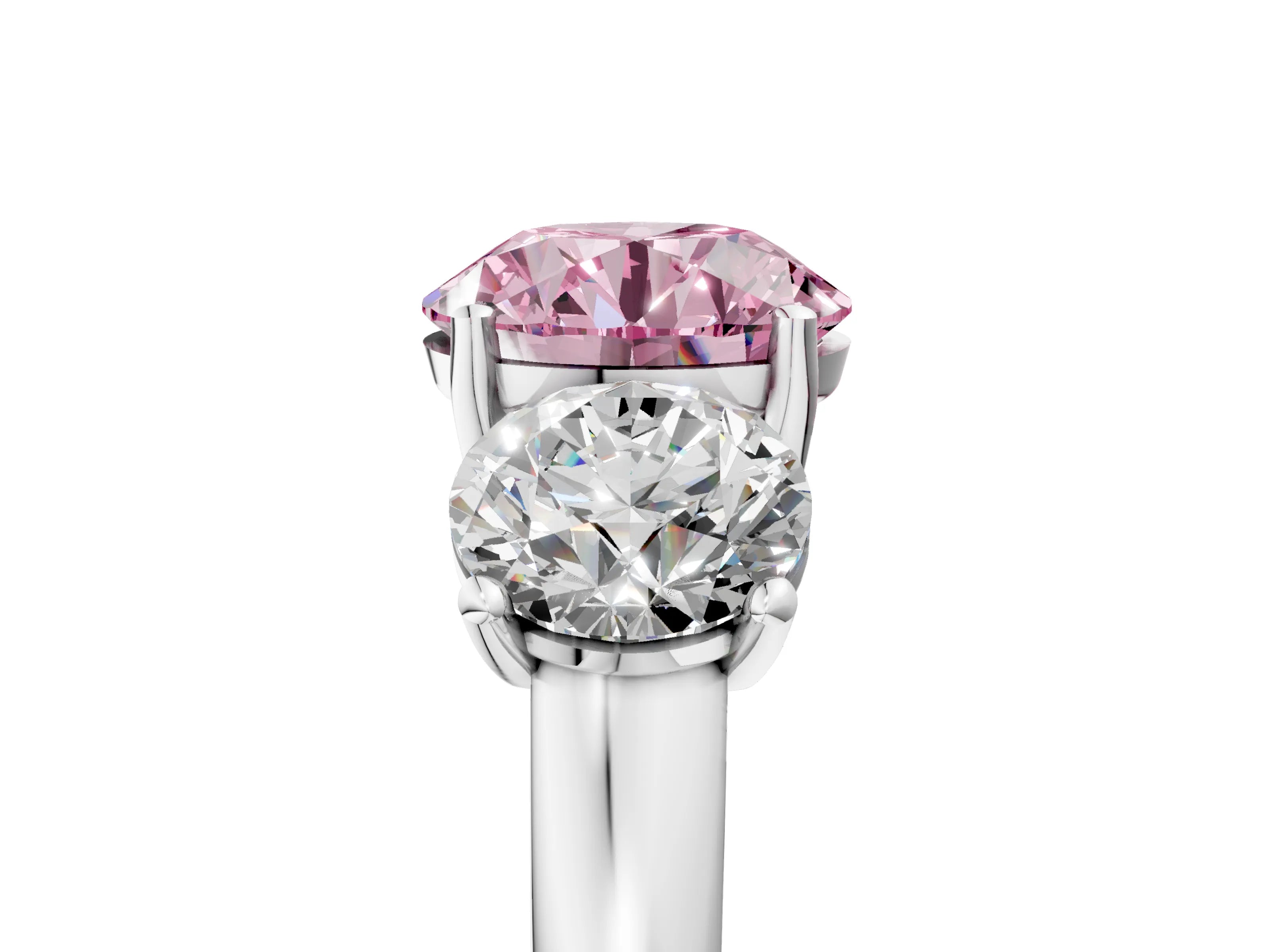White gold Three-Stone Fancy Pink Round Cut Cut Solitaire Ring with Classic Prong Setting_5
