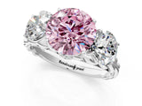 White gold Three-Stone Fancy Pink Round Cut Diamond Braided Band Ring with Four-Prong Setting_35