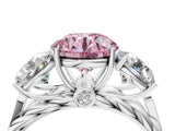 White gold Three-Stone Fancy Pink Round Cut Diamond Braided Band Ring with Four-Prong Setting_37