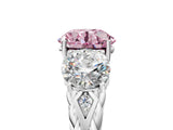 White gold Three-Stone Fancy Pink Round Cut Diamond Braided Band Ring with Four-Prong Setting_39
