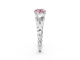White gold Three-Stone Fancy Pink Round Cut Diamond Braided Band Ring with Four-Prong Setting_42