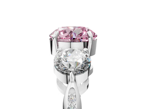 White gold Three-Stone Fancy Pink Round Cut Diamond Channel Set Engagement Ring with Prong Setting_29