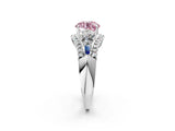 White gold Three-Stone Fancy Pink Round Cut Diamond Engagement Ring with Pave Band and Prong Setting_14