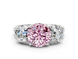 White gold Three-Stone Fancy Pink Round Cut Diamond Engagement Ring with Prong Setting_15
