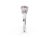 White gold Three-Stone Fancy Pink Round Cut Diamond Engagement Ring with Prong Setting_17