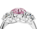 White gold Three-Stone Fancy Pink Round Cut Diamond Engagement Ring with Prong Setting_19