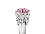 White gold Three-Stone Fancy Pink Round Cut Diamond Engagement Ring with Prong Setting_20