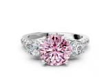 White gold Three-Stone Fancy Pink Round  Cut Diamond Pavé Band with Four-Prong Setting_12