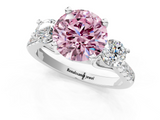 White gold Three-Stone Fancy Pink Round  Cut Diamond Pavé Band with Four-Prong Setting_13