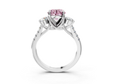 White gold Three-Stone Fancy Pink Round  Cut Diamond Pavé Band with Four-Prong Setting_15