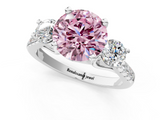 White gold Three-Stone Fancy Pink Round  Cut Diamond Pavé Band with Four-Prong Setting_29