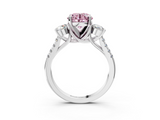 White gold Three-Stone Fancy Pink Round  Cut Diamond Pavé Band with Four-Prong Setting_31