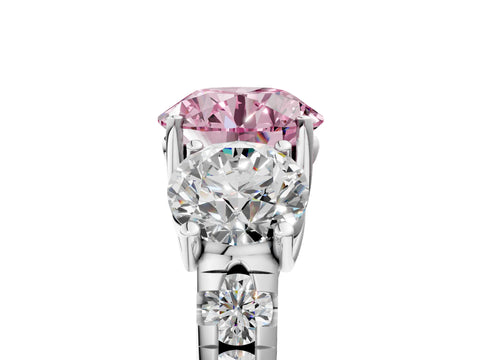 White gold Three-Stone Fancy Pink Round Cut Diamond Pavé Band with Prong Setting_17