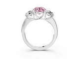 White gold Three-Stone Fancy Pink Round  Cut Diamond Ring with Channel-Set Band and Four-Prong Setting_20