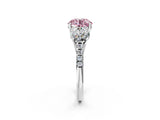 White gold Three-Stone Fancy Pink Round Cut Diamond Ring with Pavé Band and Prong Setting_108
