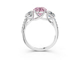White gold Three-Stone Fancy Pink Round Cut Diamond Ring with Pavé Band and Prong Setting_109