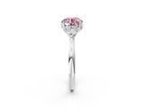 White gold Three-Stone Fancy Pink Round  Cut Diamond Ring with Pear Side Stones in Four-Prong Setting_2