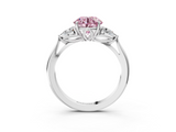 White gold Three-Stone Fancy Pink Round  Cut Diamond Ring with Pear Side Stones in Four-Prong Setting_3