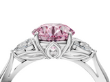 White gold Three-Stone Fancy Pink Round  Cut Diamond Ring with Pear Side Stones in Four-Prong Setting_4