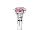 White gold Three-Stone Fancy Pink Round  Cut Diamond Solitaire with Prong Setting and Classic Band_5